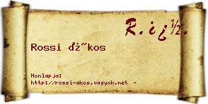 Rossi Ákos névjegykártya